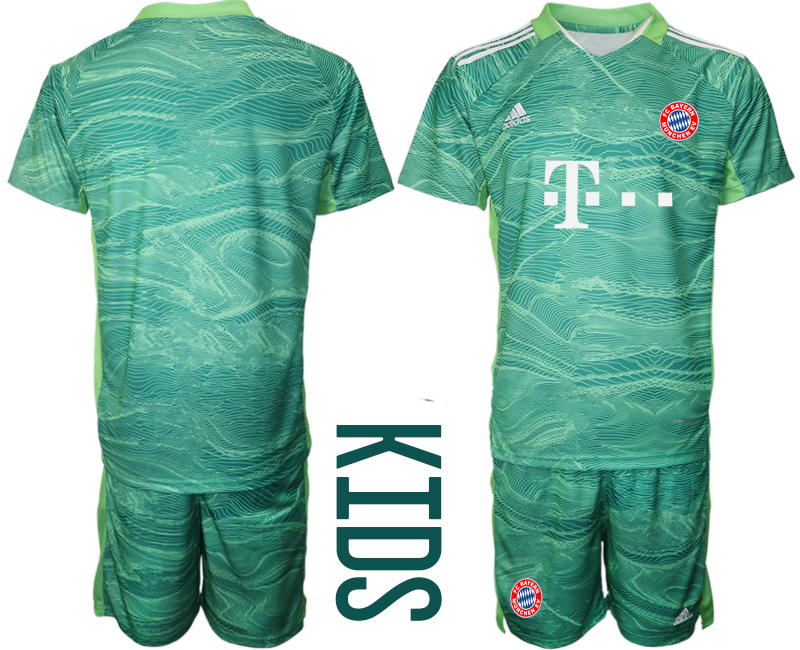 Youth 2021-2022 Club Bayern Munich green goalkeeper blank Soccer Jersey